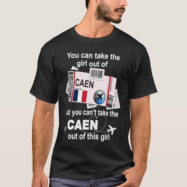 Caen Boarding Pass  Caen Girl  Caen T-Shirt (Vorderseite)