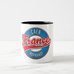 Caen Normandie Frankreich Retro-Logo Zweifarbige Tasse