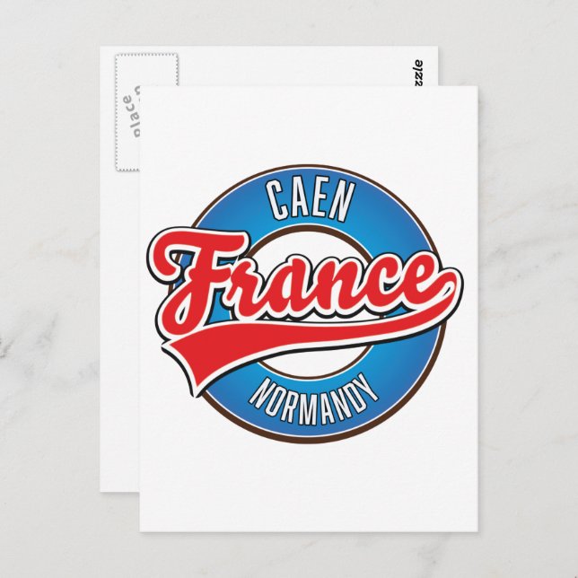 Caen Normandy France Retro-Logo Postkarte (Vorne/Hinten)