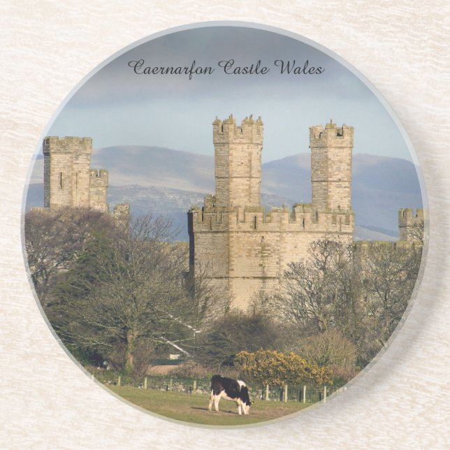Caernarfon Castle Wales Sandstein Untersetzer (Vorne)
