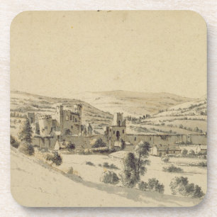 Caerphilly Schloss (Stift, Tinte und Wäsche auf Getränkeuntersetzer