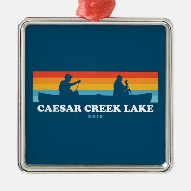 Caesar Creek Lake Ohio Canoe Ornament Aus Metall (Vorne)
