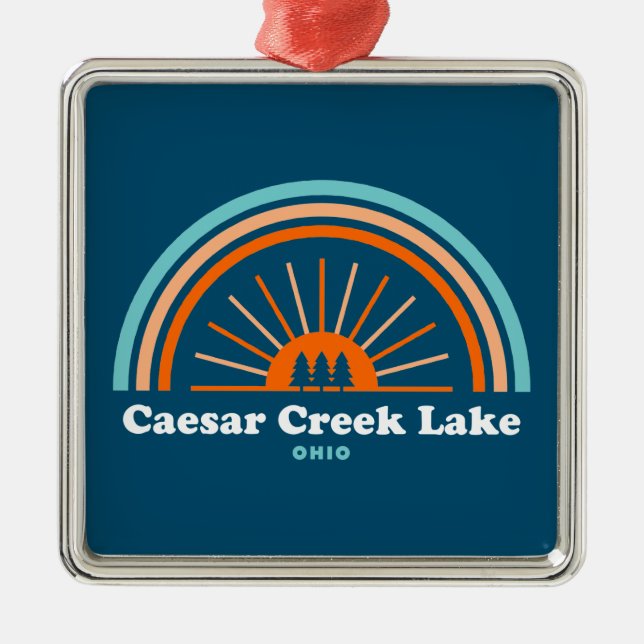 Caesar Creek Lake Ohio Rainbow Ornament Aus Metall (Vorne)