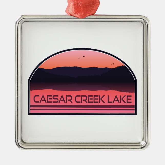 Caesar Creek Lake Ohio Roter Sonnenaufgang Ornament Aus Metall (Vorne)