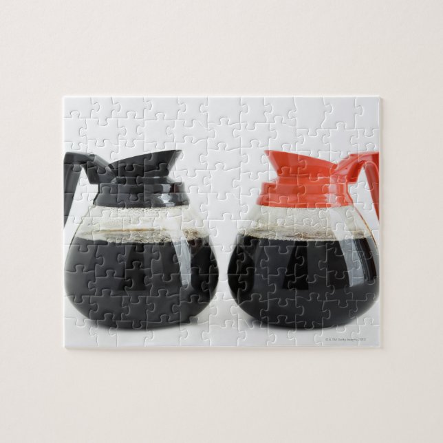 Caf. und Decaf. Kaffeeköpfe auf Weiß. Puzzle (Horizontal)