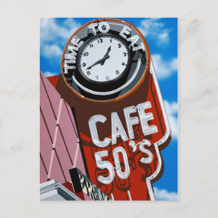 Cafe 50er Retro Diner Malerei Postkarte