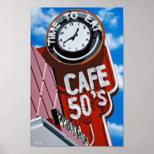 Cafe 50's Diner auf Historischer Route 66 Poster