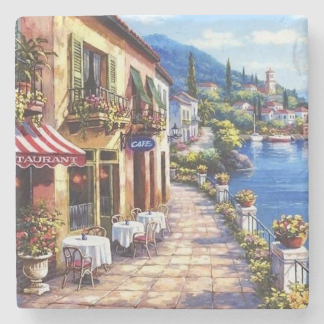 Café Al Porto Steinuntersetzer (Vorderseite)