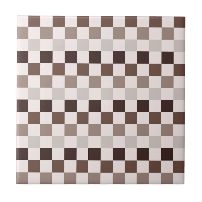 Cafe Au Lait checkerboard pattern Fliese (Vorderseite)