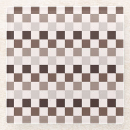 Cafe Au Lait checkerboard pattern Glasuntersetzer