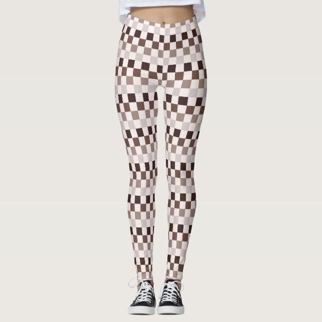Cafe Au Lait checkerboard pattern Leggings (Vorderseite)