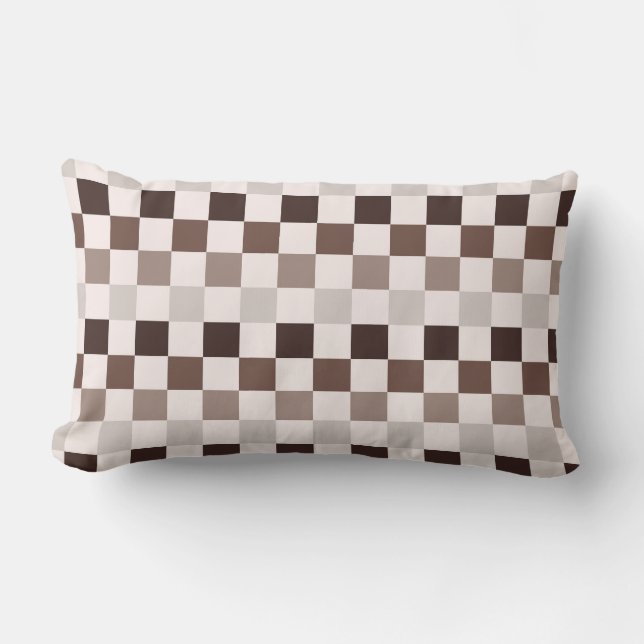 Cafe Au Lait checkerboard pattern Lendenkissen (Vorderseite)