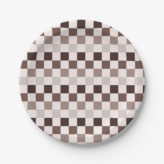 Cafe Au Lait checkerboard pattern Pappteller (Vorderseite)
