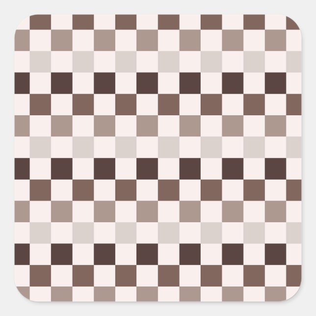 Cafe Au Lait checkerboard pattern Quadratischer Aufkleber (Vorderseite)