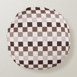 Cafe Au Lait checkerboard pattern Rundes Kissen