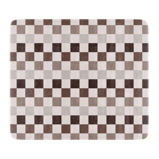 Cafe Au Lait checkerboard pattern Schneidebrett (Vorderseite)