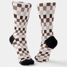 Cafe Au Lait checkerboard pattern Socken