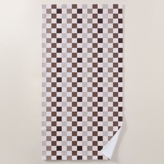 Cafe Au Lait checkerboard pattern Strandtuch (Vorderseite)