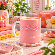 Cafe Au Lait den ganzen Tag - Pfirsich Rosa Gelb F