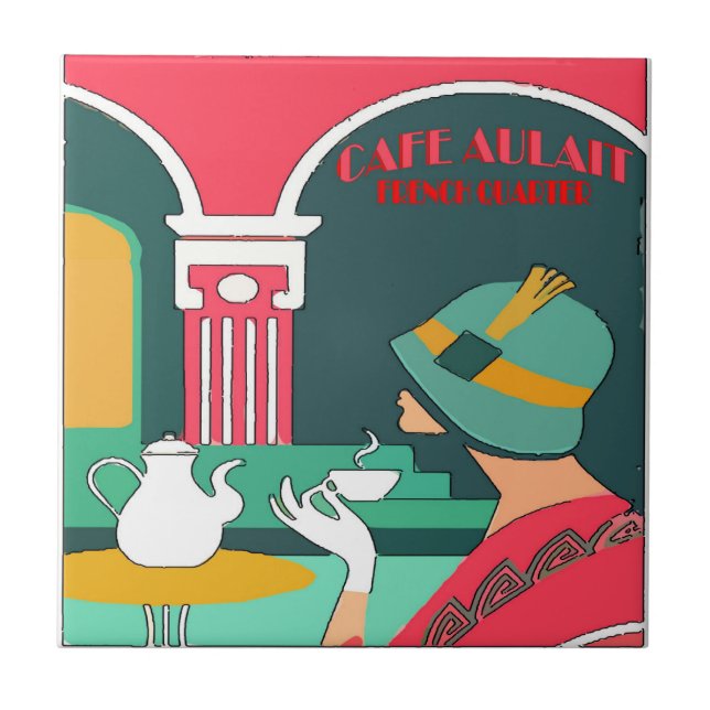 Cafe Aulait, französisches Viertel Fliese (Vorderseite)