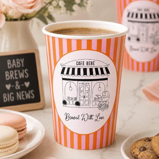 Café Baby Shower | Paris Café | Café Bébé Pappbecher (Von Creator hochgeladen)