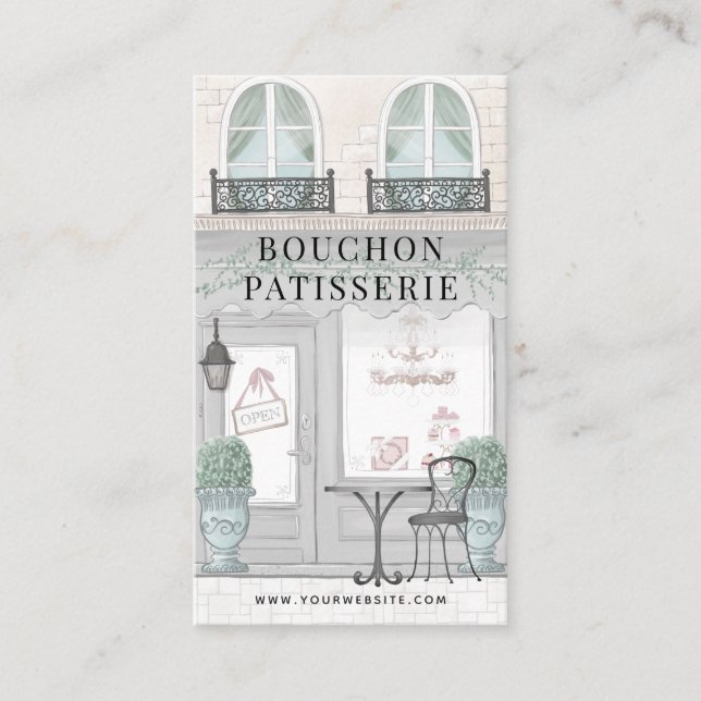 Café Bakery Patisserie Gray Business Card Visitenkarte (Vorderseite)
