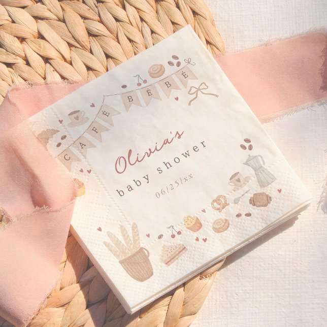 Cafe Bebe Aquarell Handgezeichnete Babyparty Serviette (Von Creator hochgeladen)