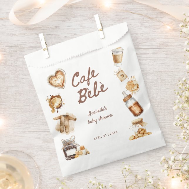 Cafe Bebe Baby Braut Kaffee Braune Babyparty Geschenktütchen (Ausgeschnitten)