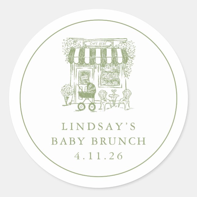 Cafe Bebe Baby Brunch Aufkleber (Vorderseite)