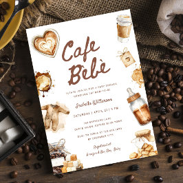 Cafe Bebe Baby Is Brewing Coffee Brown Baby Shower Einladung