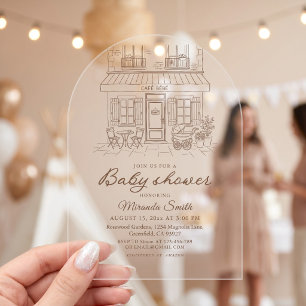 Cafe Bebe Baby Shower Acryleinladungen