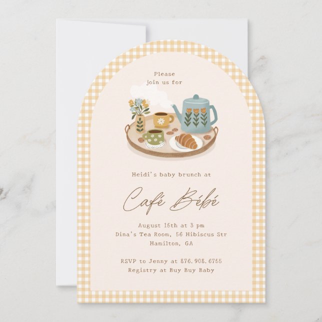 Café Bébé Baby Shower Coffee Theme Einladung (Vorderseite)