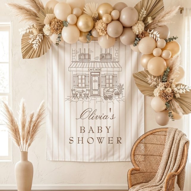 Café Bébé Baby-Shower-Hintergrund Kaffee Neutral Wandteppich (Von Creator hochgeladen)