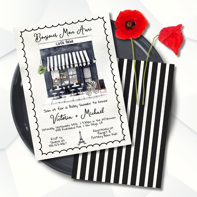 Café Bebe Baby Shower Paris Frankreich Schaufenste Einladung (Von Creator hochgeladen)