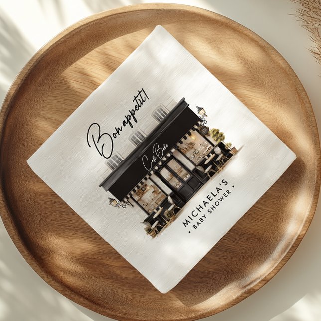 Café Bébé Black & White Bon Appétit Babydusche Serviette (Von Creator hochgeladen)