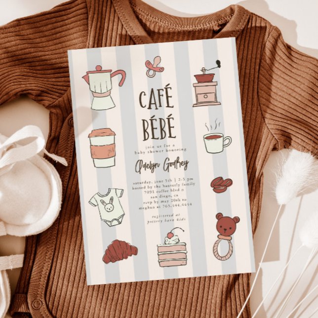 Cafe Bebe Blue Baby Dusche Einladung (Von Creator hochgeladen)