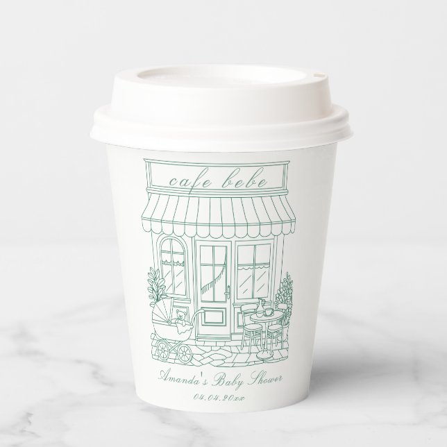 Cafe Bebe Bonjour Babyparty Pappbecher (Vorderseite)