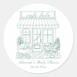 Cafe Bebe Bonjour Babyparty Runder Aufkleber