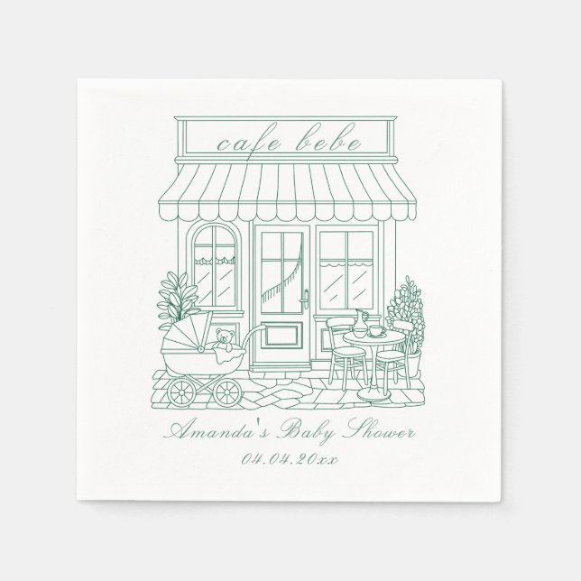 Cafe Bebe Bonjour Babyparty Serviette (Vorderseite)
