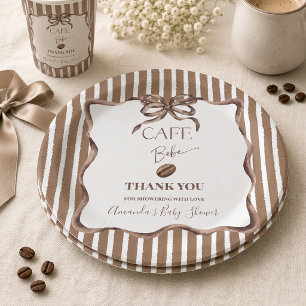 Cafe Bebe Bow Coffee Baby Shower Party Pappteller