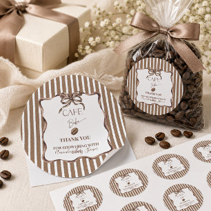 Cafe Bebe Bow Coffee Baby Shower Party Runder Aufkleber