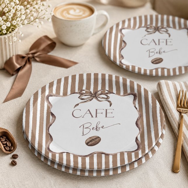Cafe Bebe Brauner Bogen Kaffee Baby-Party Pappteller (Von Creator hochgeladen)