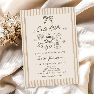 Cafe Bebe Brown Kaffee Baby Shower Einladung