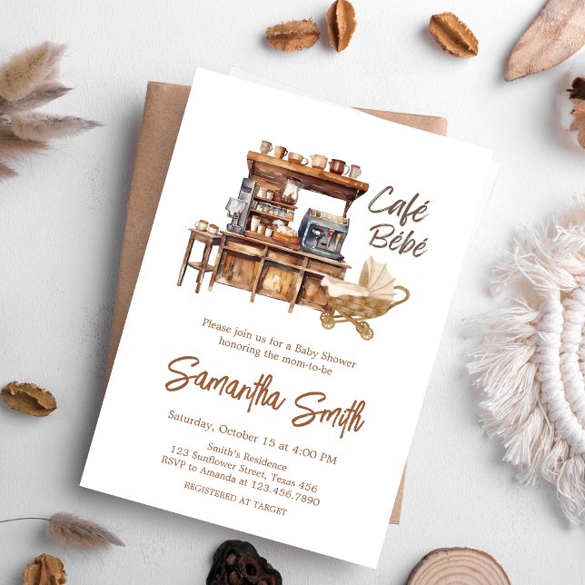 Cafe Bebe Coffee Baby Dusche Einladung (Coffee Baby Shower invitation)