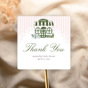 Cafe Bebe Coffee Baby Shower  Quadratischer Aufkleber