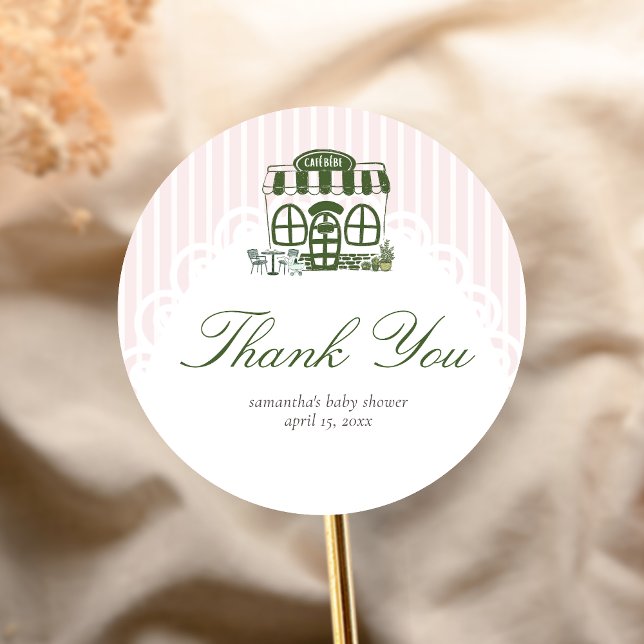Cafe Bebe Coffee Baby Shower  Runder Aufkleber (Baby is Brewing Coffee Cafe Bebe Baby Shower Sticker)