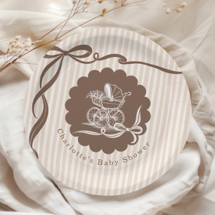 Cafe Bebe Coffee Bow Baby Stroller Baby Shower Pappteller