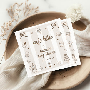 Café Bébé Französisch Handgezeichnete Babyparty Serviette