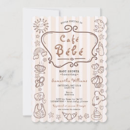 Café Bébé Französisch Modern Gender Neutral Baby D Einladung