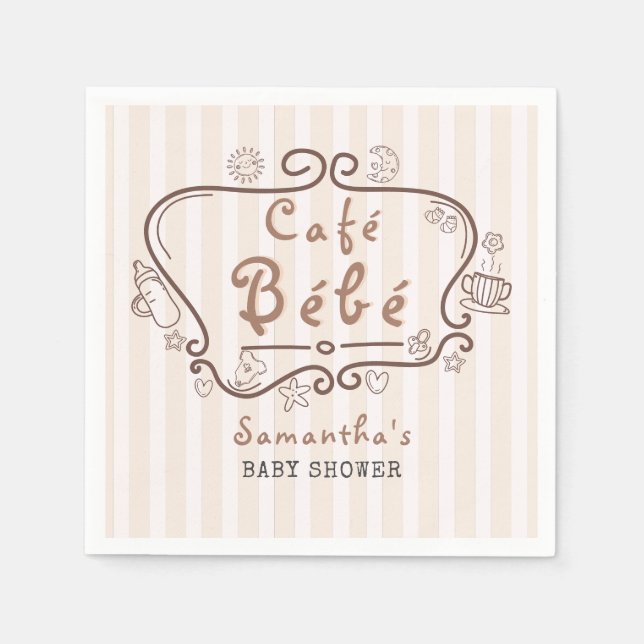 Café Bébé Französisch Modern Gender Neutral Baby D Serviette (Vorderseite)